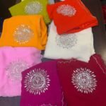A beautiful collection of 60gm Georgette sarees in vibrant colors with detailed Gota Patti and katdana work.