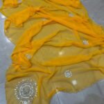 A beautiful collection of 60gm Georgette sarees in vibrant colors with detailed Gota Patti and katdana work.