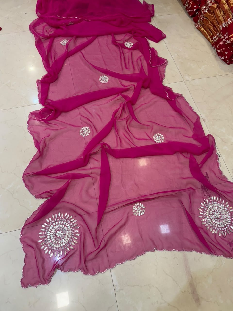 60gm Georgette Gota Patti Saree with Katdana Work 3 A beautiful collection of 60gm Georgette sarees in vibrant colors with detailed Gota Patti and katdana work.